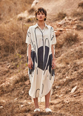 A Model Wearing Multicolor,Cotton Mul Agave Kaftan curated by Only Ethikal